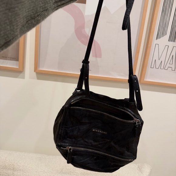 Givenchy Tumbled Sheepskin Mini Pandora Black Crossbody Bag - Picture 3 of 8